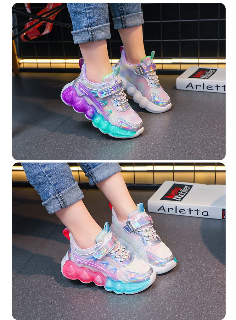 Kindersport 2024 Frühjahr/Sommer Neue atmungsaktive Mesh-Mädchenschuhe, leichte Laufschuhe mit weicher Sohle für Senioren_voghion.com