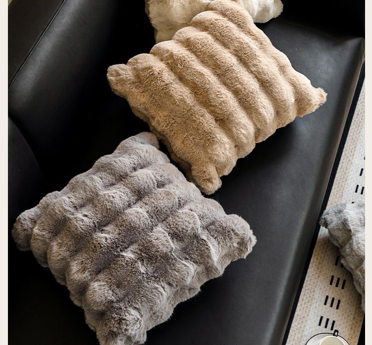Reine Farbe Kaninchen Fleece Sofa Wohnzimmer Kissen Verdickt Sofa Kissen Zurück Kissen Dekoration_voghion.com