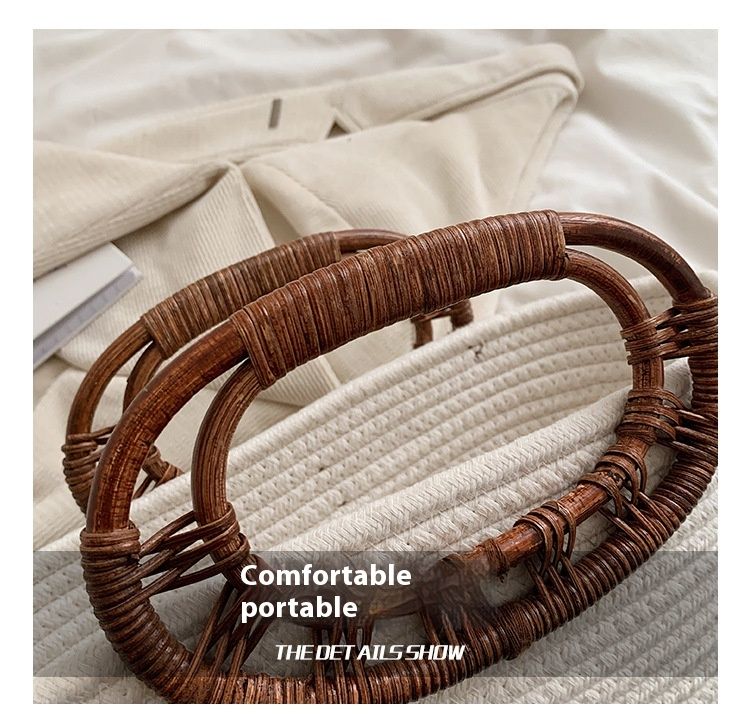 Ny nischdesignad handväska med stor kapacitet, minimalistisk och elegant vävd tygväska för kvinnor med strandgräs_voghion.com