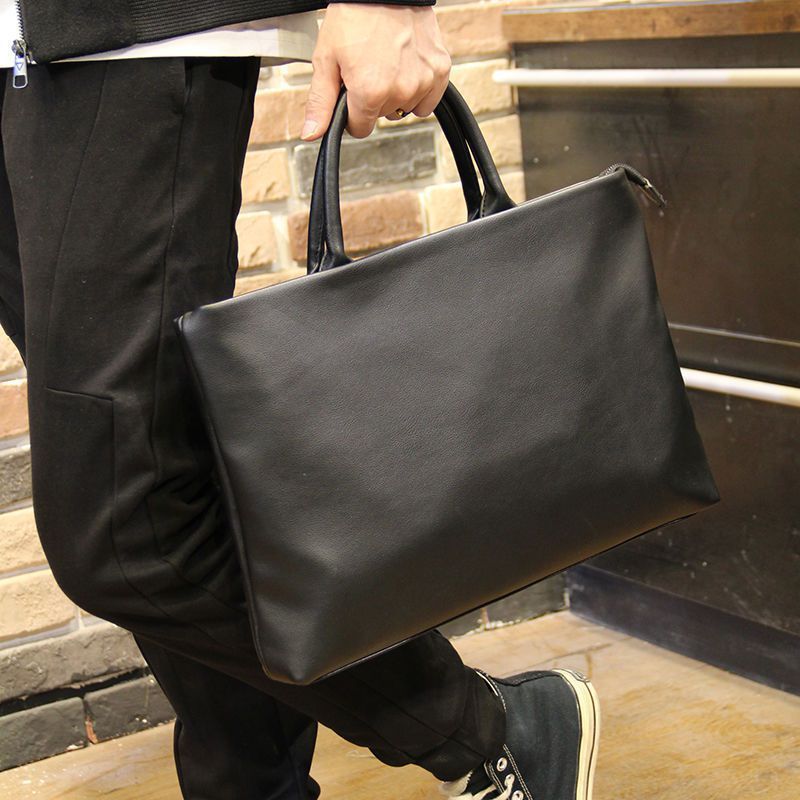 Handbag Men's Korean Style Briefcase Simple Casual Shoulder Crossbody Office Ultra-Thin Computer File Bag_voghion.com