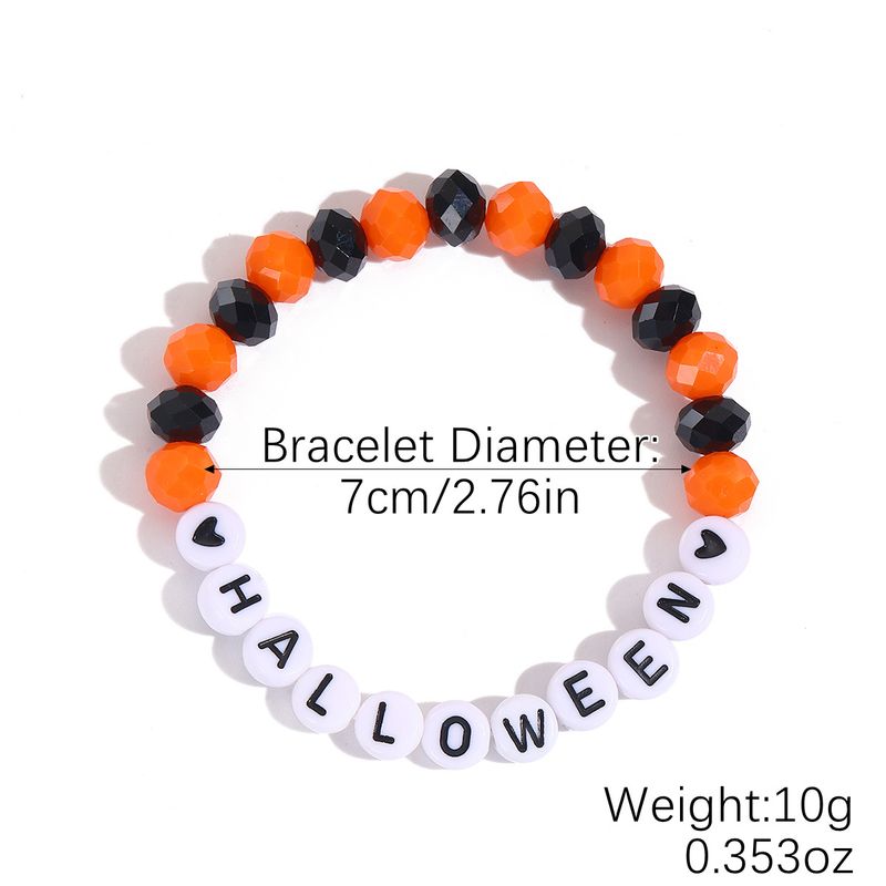 Halloween-Schmuck, Maskerade-Schmuck, erschreckendes Schmuckset, Reisperlen, Orange-Serie, Kürbis-Totenkopf-Anhänger, Halloween-Perlenarmband_voghion.com