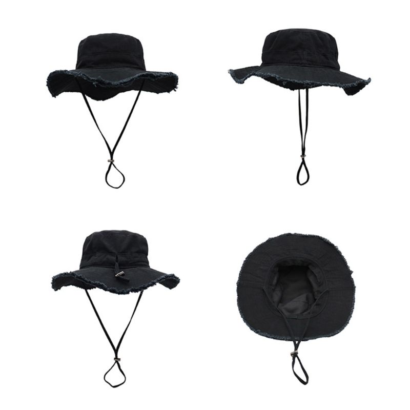 Modny Outdoor Women Wide Brim Fisherman Dustproof Camping Bucket Hat_voghion.com