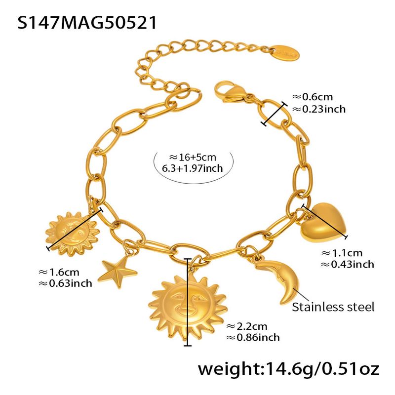 Damenschmuck Sonnengöttin Mond Liebe Herz Multi Zubehör DIY Armband Edelstahl Beliebter Fußkettchen Schmuck_voghion.com