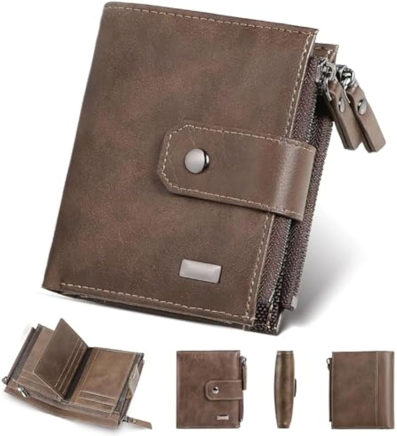 Vintage Style Wallet Men's Premium Feeling Card Case Zipper Large Capacity Money Clip_voghion.com