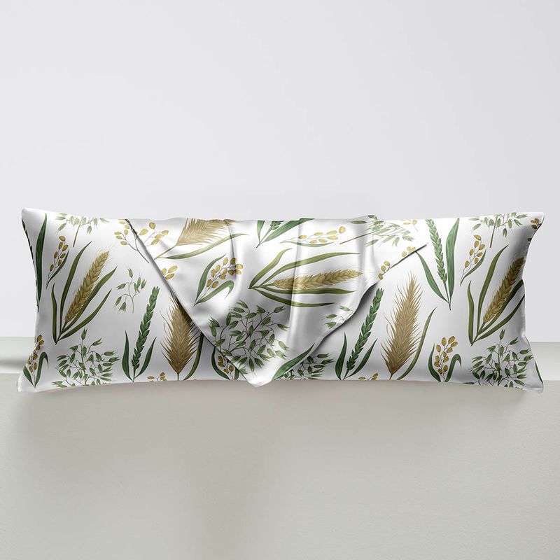 Premium 1.37m Silk-Satin Long Pillow - Dual Support For Couples & Families (Breathable Printed Design Hypoallergenic Luxury Bedding Accessory)_voghion.com