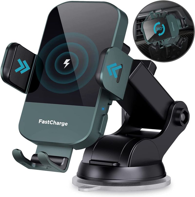 Caricabatterie wireless per auto 15 W, carica rapida, bloccaggio automatico, supporto per telefono, parabrezza_voghion.com