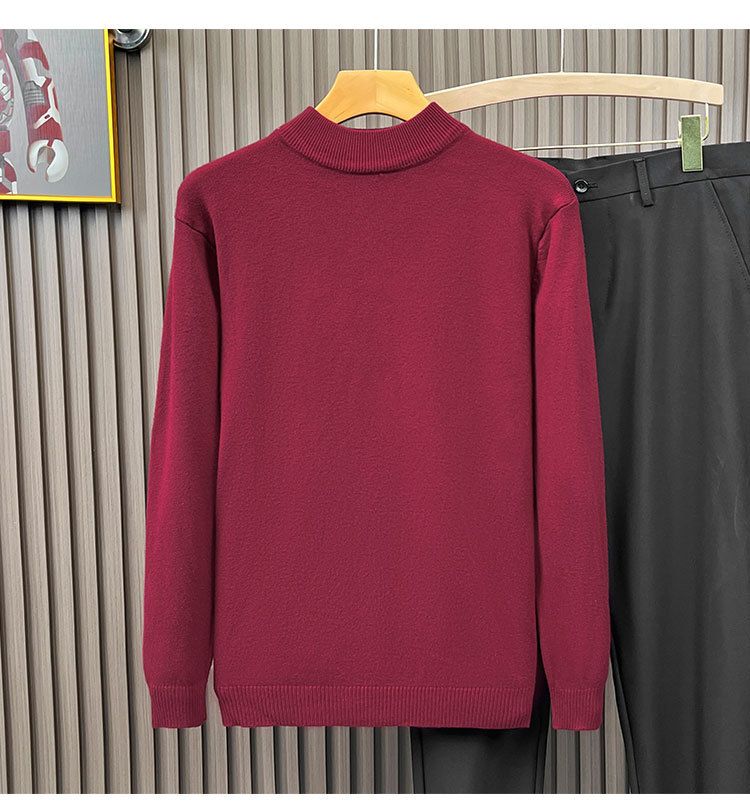 Herenkleding Herfst en winter Mid Neck Inner Wear Halfhoge kraag Trui Effen gebreide trui Onderkant trui_voghion.com