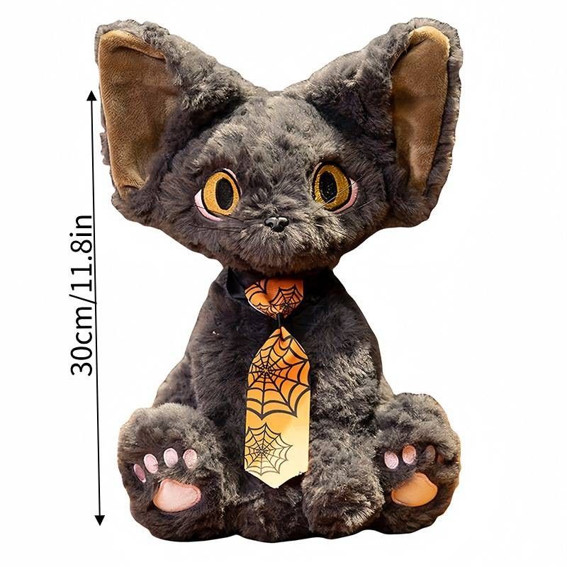 Cat 30cm Black Adorable Plush Toy With Stylish Tie Design Perfect Halloween Gifts For_voghion.com