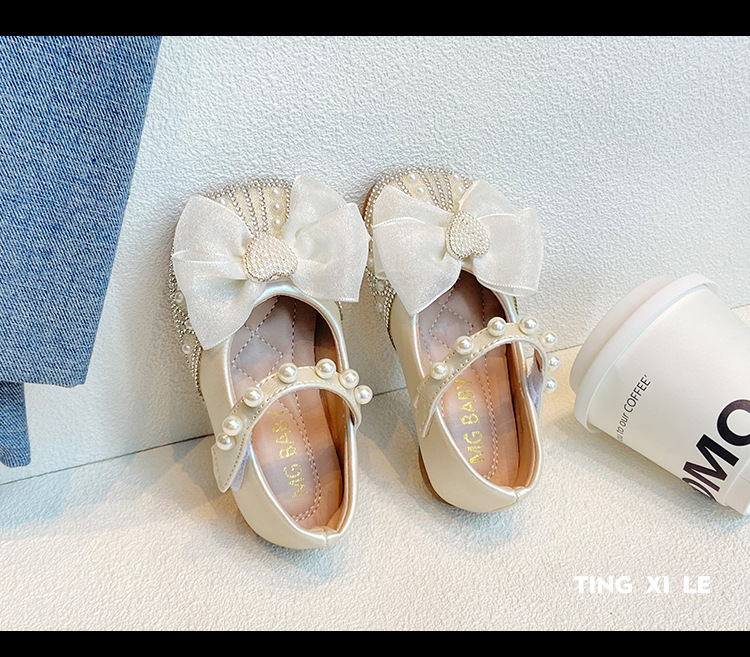 Mother&Kids Dolci strass lavorati a maglia Scarpe da principessa per bambine con grandi fiocchi piccola pelletteria per bambini_voghion.com
