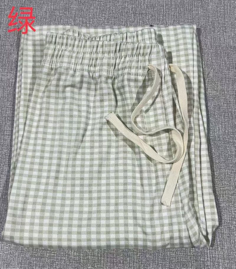 Damen Plaid Herbst Winter Neue Lose Drapierte Schlaf Petite Hohe Taille Abnehmen Gerade Weite Beinhose_voghion.com