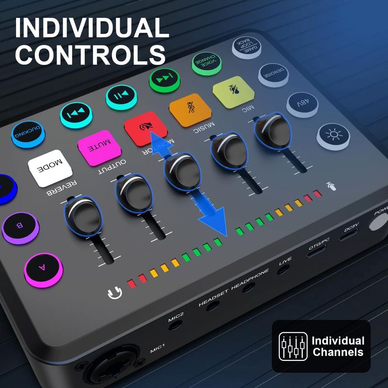 F11 Sound Card English Version Live Sound Card With Custom Recording Function 48V Phantom Power Supply_voghion.com