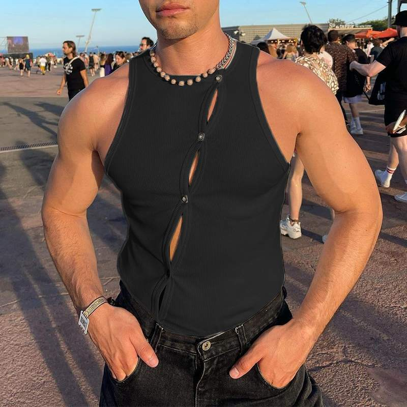 Abbigliamento maschile Corsetto elastico alla moda maschile cardigan uomo sexy gilet attillato muscoloso_voghion.com