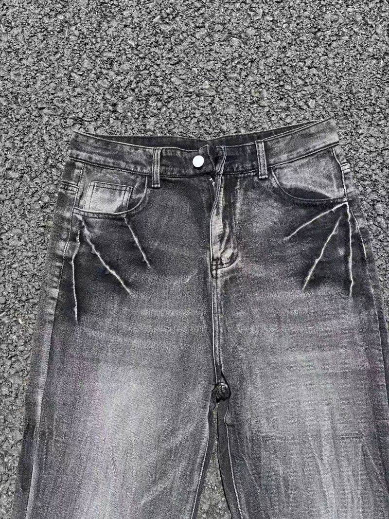 Relaxed Fit Straight Leg Jeans für Herren – Vintage Washed Denim Pants mit Used-Details für Streetwear & Urban Style_voghion.com
