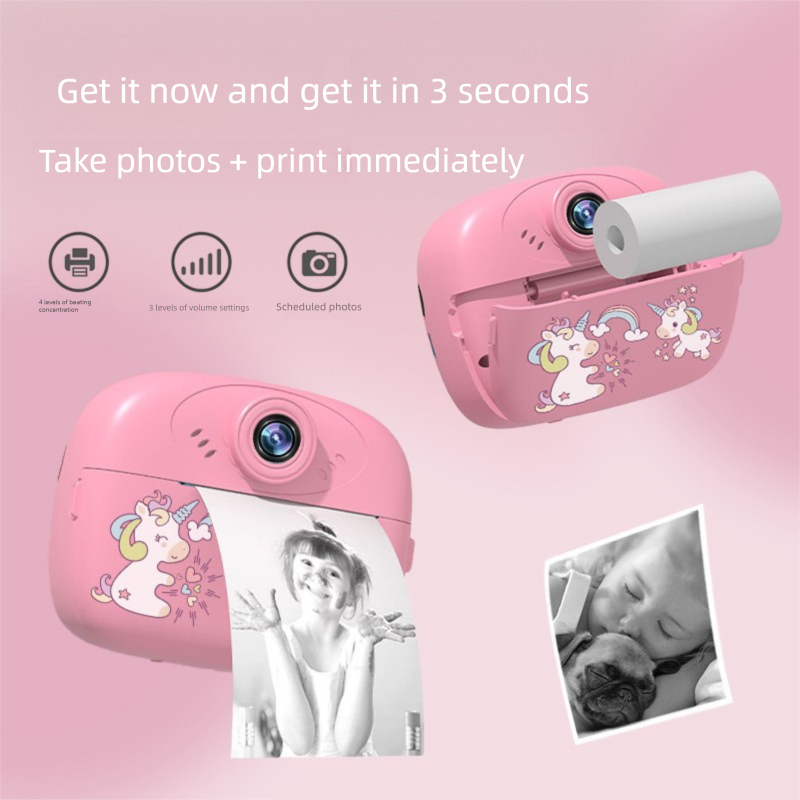 Nueva cámara digital Polaroid de dibujos animados para niños, minicámara HD con impresión para selfies, juguete_voghion.com