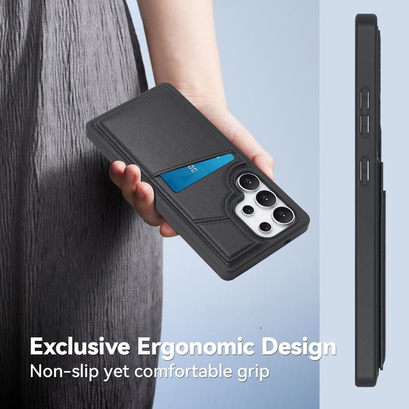 The new model is suitable for Samsung S25Ultra mobile phone case, card bag holder S24 magnetic charging, anti-drop S23 protective leather case._voghion.com