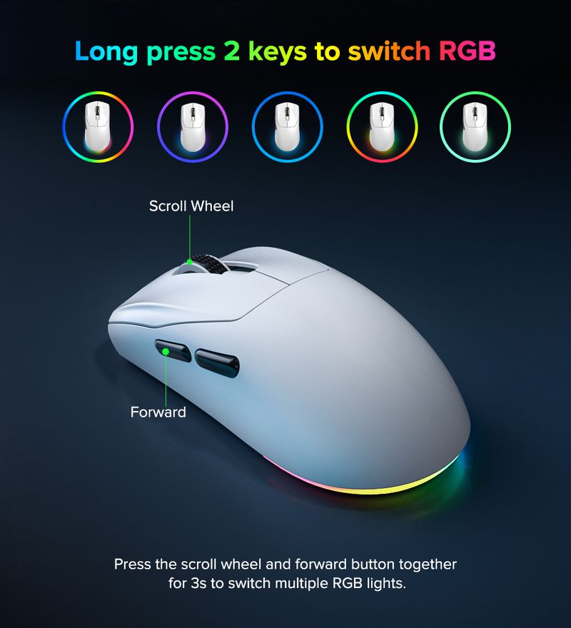 KYSONA M660 Wireless Gaming Mouse Bluetooth Mice Ergonomic 57g Lightweight 1KHz Polling Rate 24000DPI For Laptop PC_voghion.com