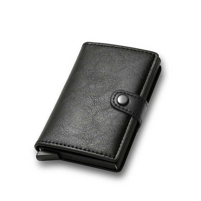 Ny RFID Anti-tyveri sveipekortveske Karbonfiber Aluminiumlegering Kredittkort Metallkortveske Herre lommebok med elastisk kort Flere kortposisjoner_voghion.com