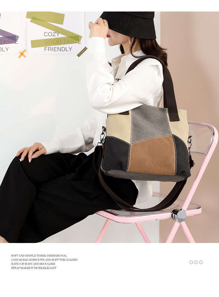 Semplice tela di moda da donna di grande capacità Vinte Color Patchwork B Nuova spalla di alta qualità_voghion.com