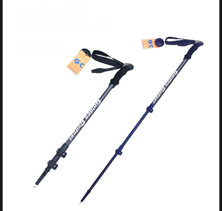 Telescopic 7075 Custom Processing Printed Foam Handle Metal Buckle Hiking Stick Non-Slip Lightweight Climbing_voghion.com