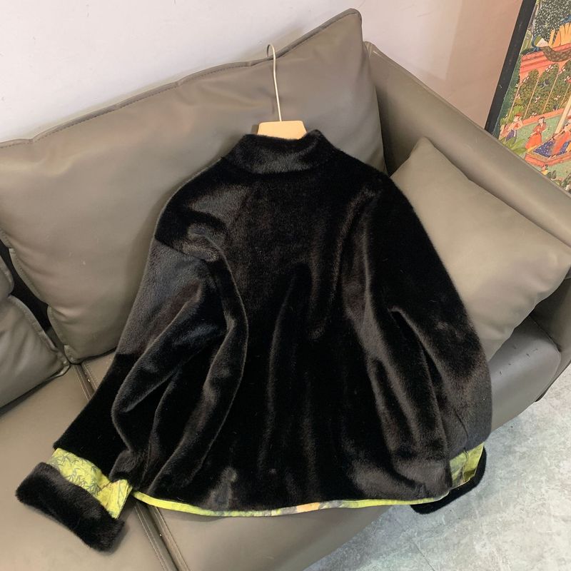 Giacca da donna in pelliccia sintetica di visone, indossabile in due modi, cappotto invernale in stile cinese, lunghezza corta, eleganza retrò, S/M/L_voghion.com