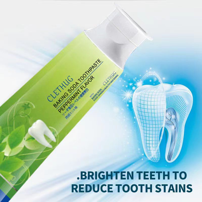 CLETHUG Full English Version Baking Soda Toothpaste 180g Large Capacity Fresh Brightening Teeth Stain Removal_voghion.com