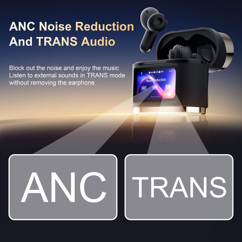 BD02 Color Touch Screen ANC+ENC Noise Reduction Bluetooth In Ear Multifunctional Earphones Marking_voghion.com