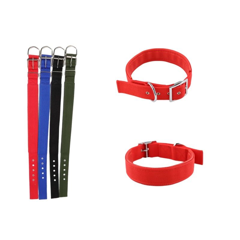 Soft Leather Lined Neck Protection Foam Traction Adjustable Metal Buckle Dog Collar_voghion.com