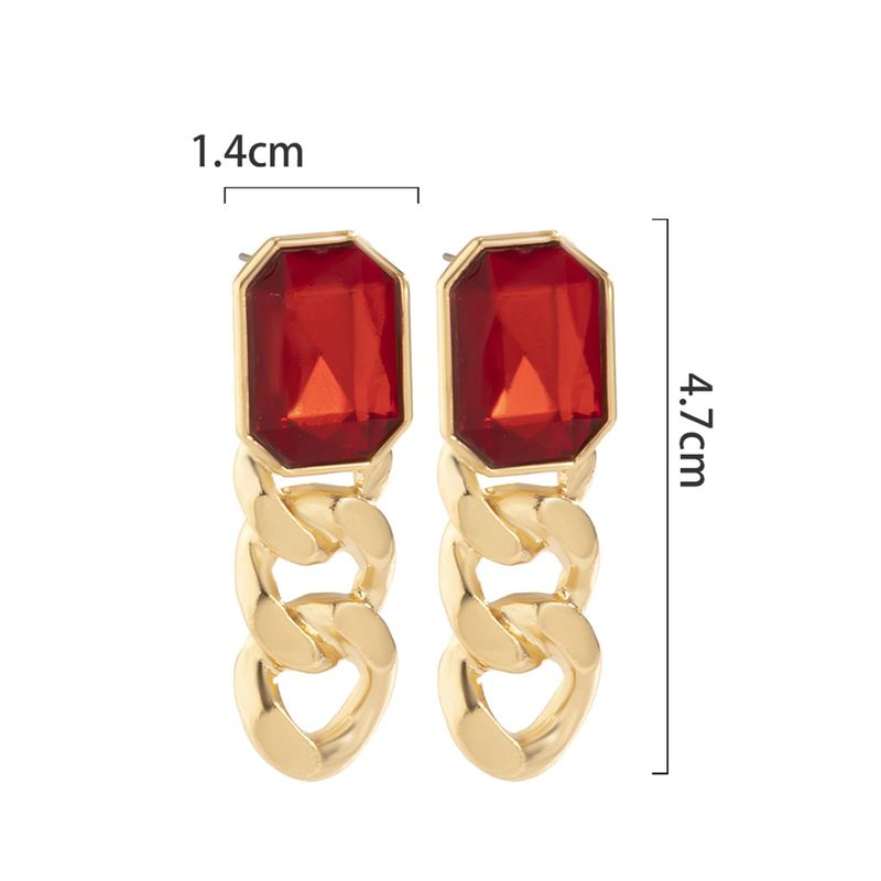 Yamaler 1 Paar baumelnde Quastenkette, quadratische Form, Kunstedelstein, hohle Ohrringe für Party_voghion.com