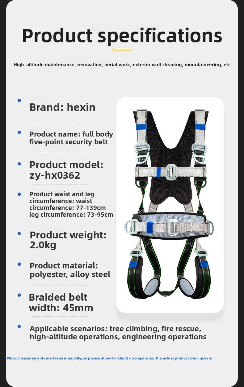 Elektriker-Set für Außenklimaanlagen: 5-Punkt-Doppelhaken für Arbeiten in großer Höhe, kompletter Sicherheitsgurt_voghion.com