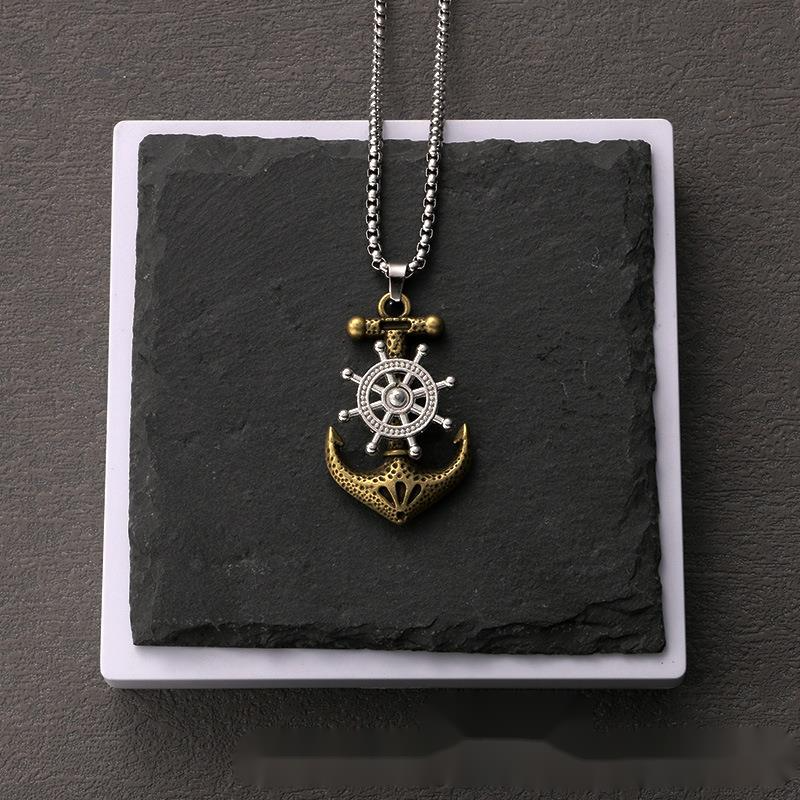 Explosive European And American Fashion Retro Movable Boat Anchor Titanium Steel Pendant Personality Men's Trend Pendant Jewelry_voghion.com