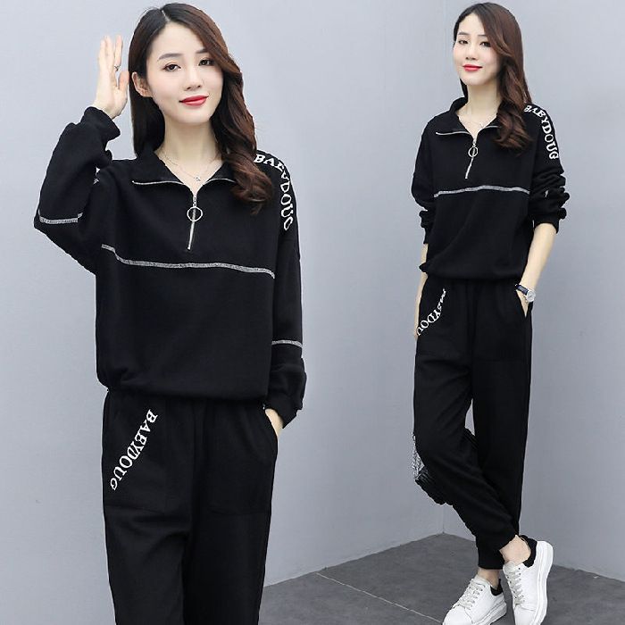 100kg Plus Size Women's Clothing For Chubby Sisters 2025 New Spring And Autumn Loose Zipper Stylish Youthful Two-Piece_voghion.com