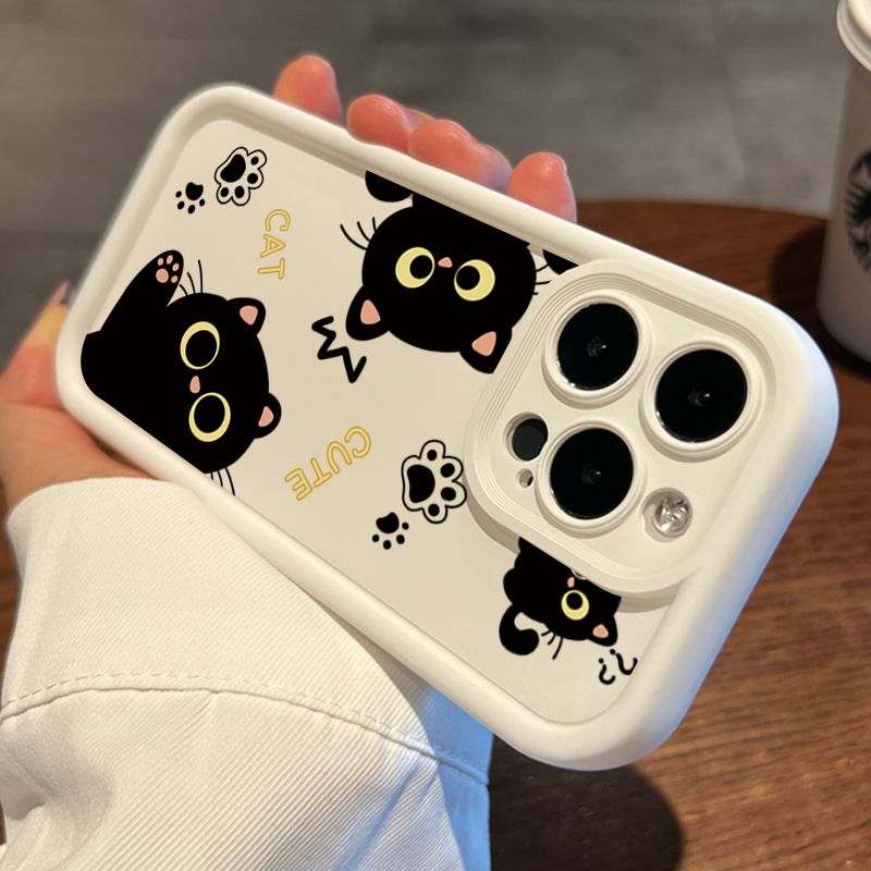 Custodia per telefono per Xiaomi Redmi 14C 13C 12C Redmi Note 13 12 Pro Plus 5G 12S 11S 11 10S 10 13 4G Lovely Black Cat Soft Bumper Cover_voghion.com
