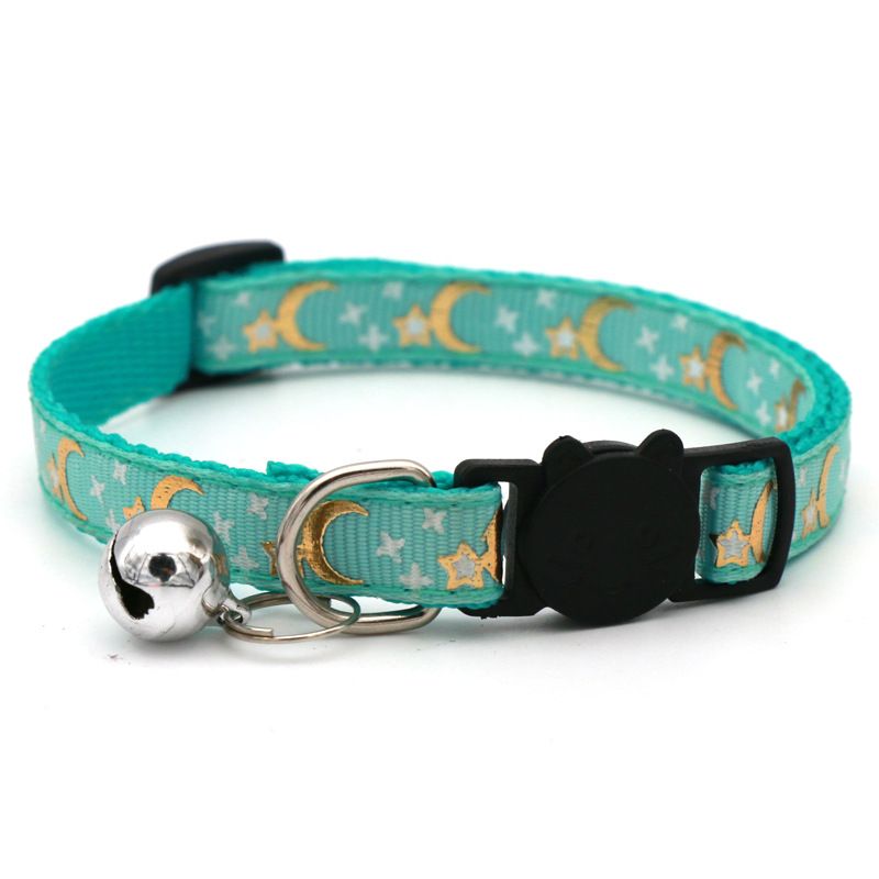 Pet Stamping Moon Star Dog Cat Gold Detachable Reflective Safety Buckle Collar_voghion.com