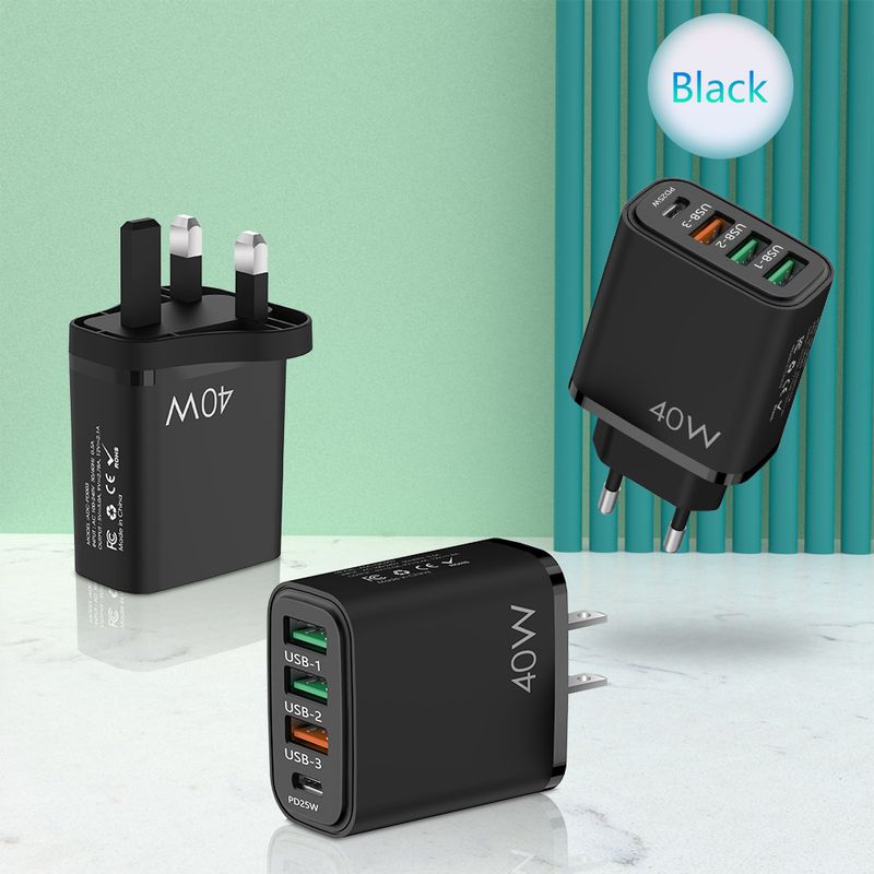 syct 1TYPE-C+3USB Mobile Phone Charger UK Standard PD20W+QC3.0 Fast Charging Adapter_voghion.com