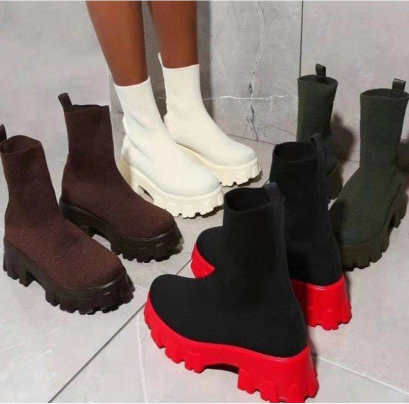 Fly-woven breathable candy-colored muffin platform boots for women_voghion.com
