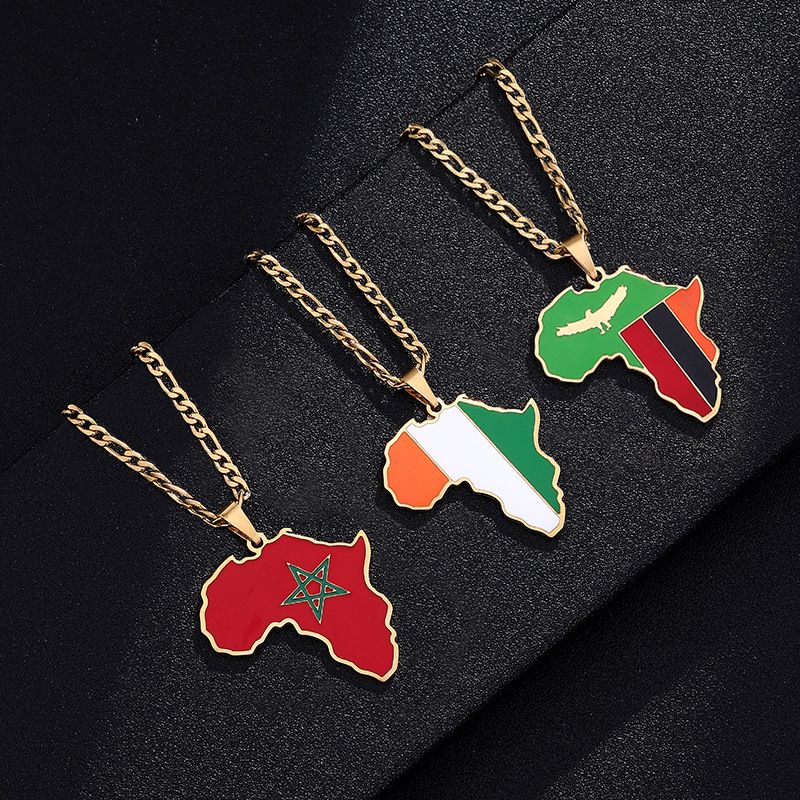 Collana in acciaio inossidabile Hop Hip Jewelry Map Nigeria Somalia Angola_voghion.com