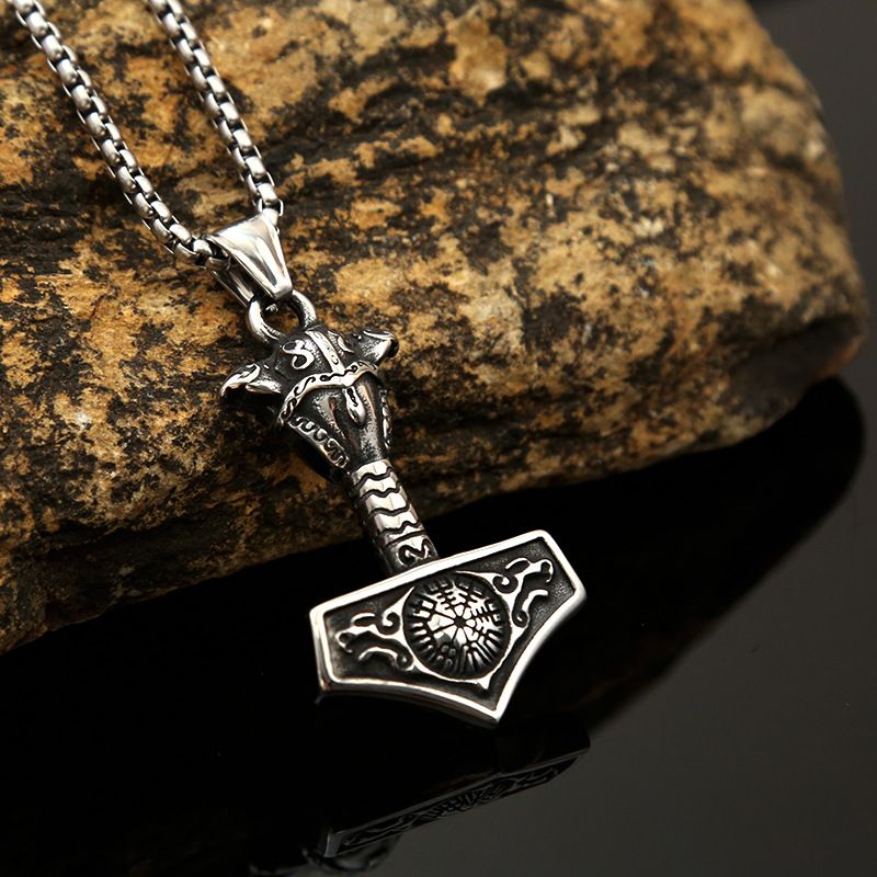 Ruostumattomasta teräksestä valmistettu Thor Hammer -kaulakoru, viikinkikorun korppi, kelttiläinen riipus_voghion.com