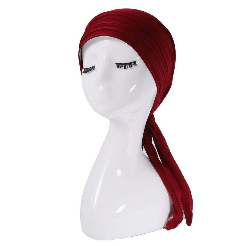 Nuovo cappello foulard lungo a coda con quattro barre in velluto tinta unita per autunno e inverno per le donne_voghion.com