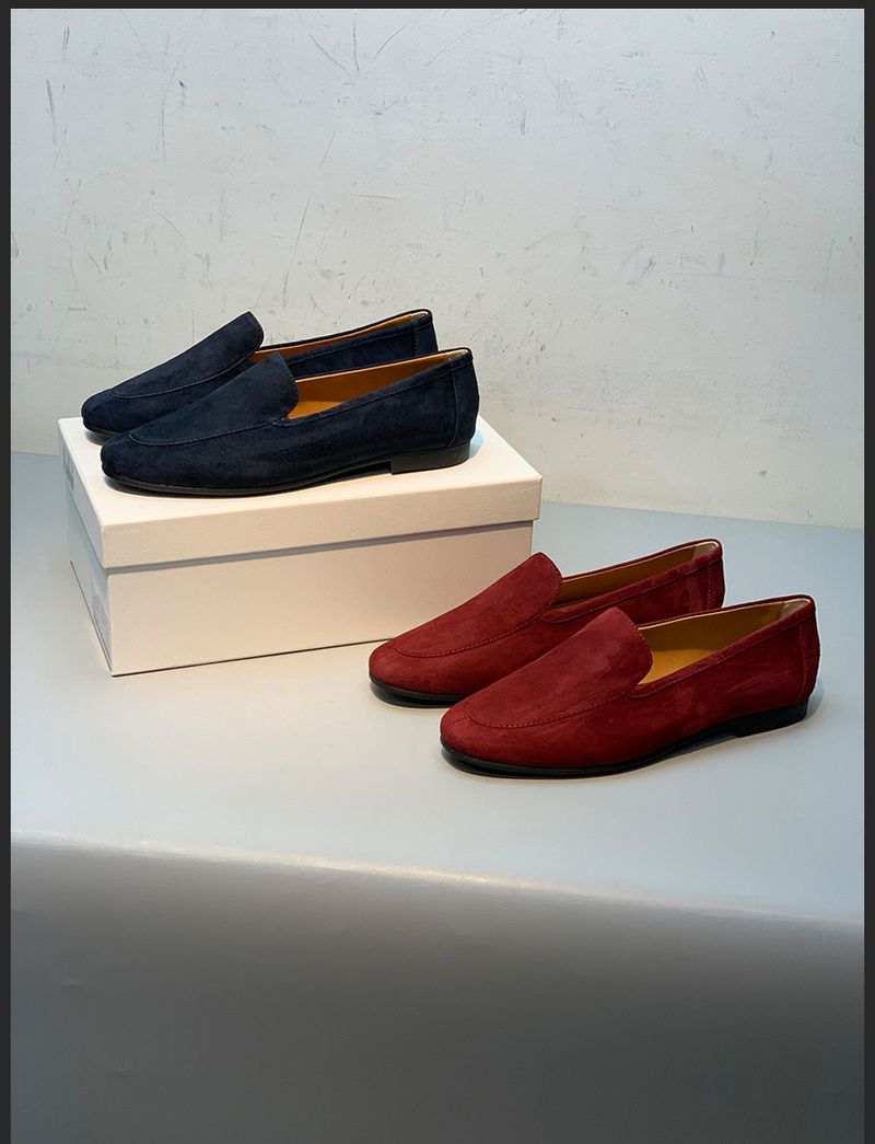 Autumn Row Atmungsaktive Vielseitige Kaschmir-Loafer, Bequeme Und Faule Schuhe, Runde Zehen Flache Sohle Single Kick Schuhe Für_voghion.com
