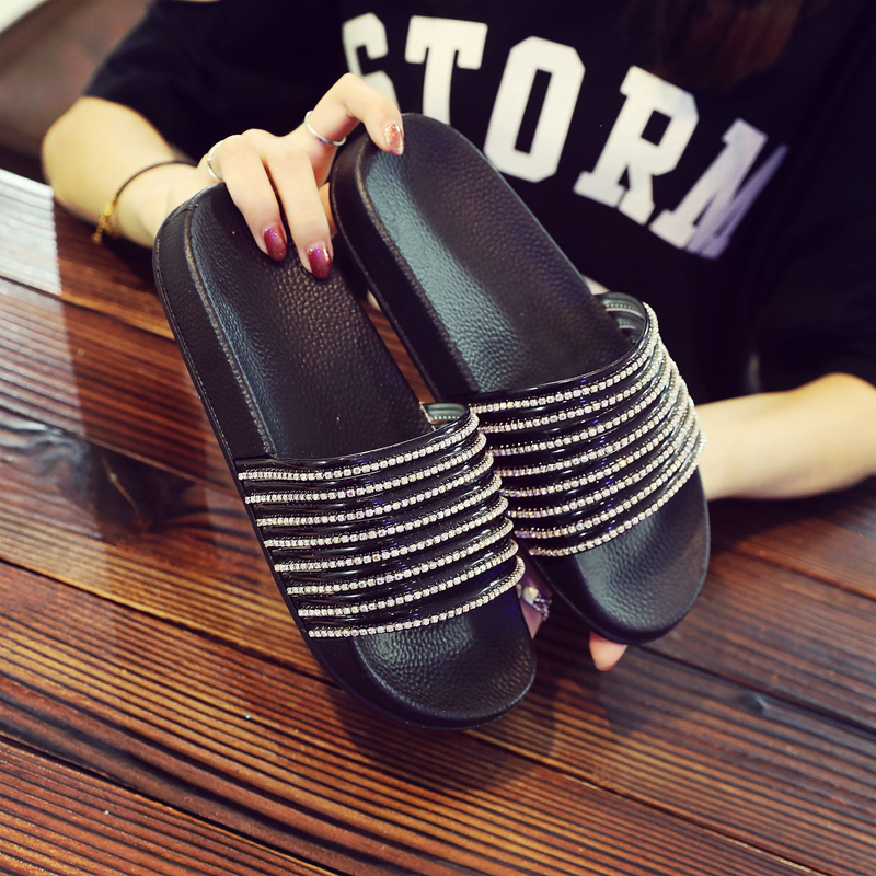 Olesale New Style Ready Stock Cross Border Independent Station Plus Size Craft Hausschuhe Shiny Diamond Sandalen Casual One Line Damen Sandalen_voghion.com