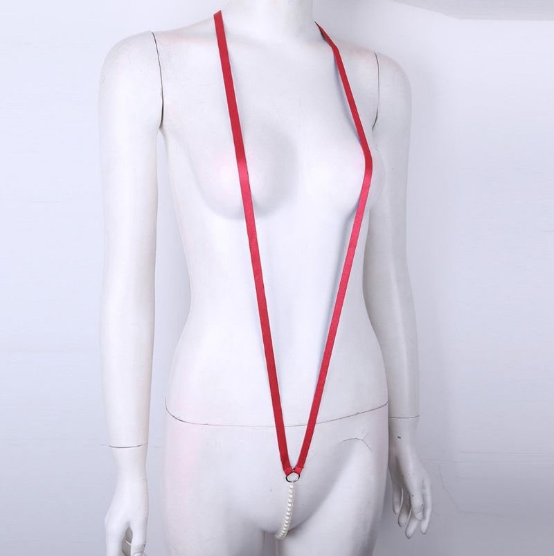 Intimates Mini Pearl One-Piece Lady Sexy caurspīdīgs krūšturis un biksītes Pamas trīspunktu bikini komplekts_voghion.com