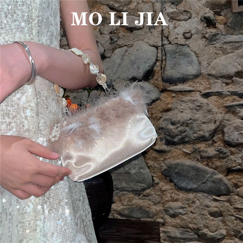 Pane satinato antico 2024, nuova borsa naturale con conchiglia e piuma, borsa in stile Hanfu_voghion.com