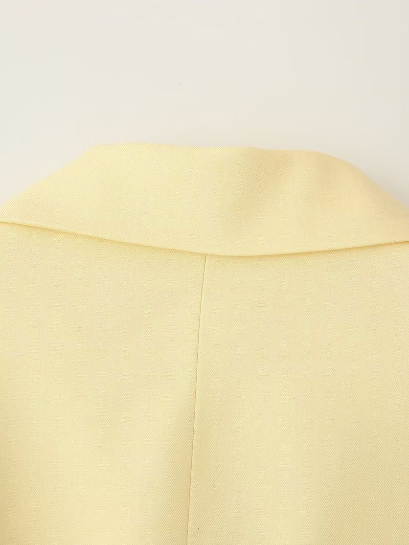 Blazer con cintura da donna – Giacca stile trench con spalle larghe (nero/giallo, S-L)_voghion.com