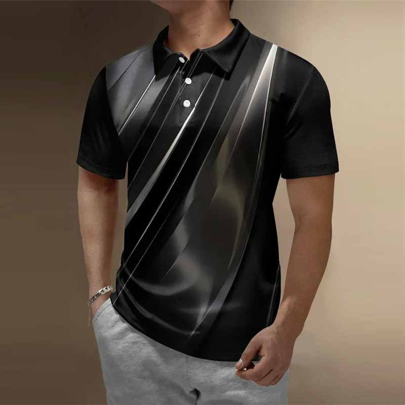 Herren Persönlichkeit Sommer Kurzarm Mode Business Poloshirt Herren 3D farbig bedrucktes cooles Poloshirt_voghion.com