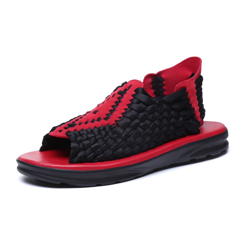 2025 Neue gestrickte Sommersandalen für Herren, trendige, lässige Strandschuhe mit dicker Sohle_voghion.com