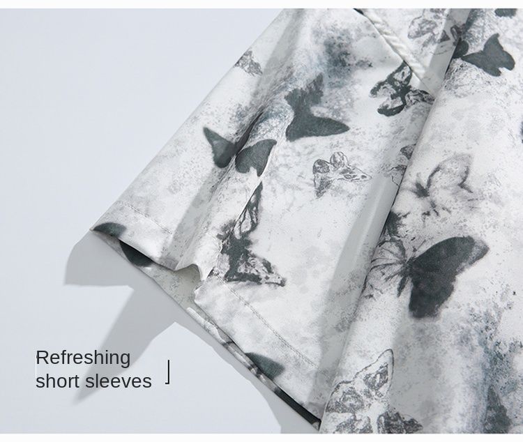 New product, Chinese ink butterfly tide brand loose and comfortable short-sleeved shirt_voghion.com