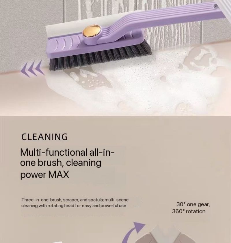 Multi-Purpose Tile Cleaning Brush, 360° Rotating Hard Bristle Scrubber For Bathroom & Kitchen Floors And Walls_voghion.com