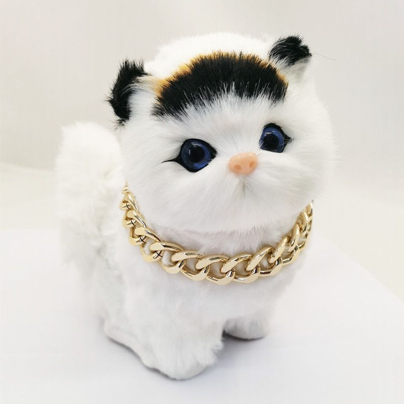 Collana per gatti, collare in metallo, orsacchiotto, bulldog francese, catena in oro, accessori per animali di piccola e media taglia_voghion.com