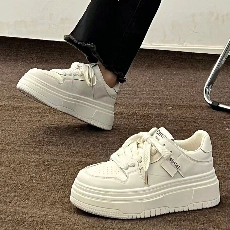 Scarpe con plateau Muffin bianche per bambini, versione coreana, scarpe casual traspiranti e rialzate_voghion.com