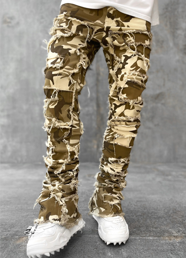 2023 neue männer Street Fashion Ins Elastische Patch Denim Gerade Bein Hosen_voghion.com